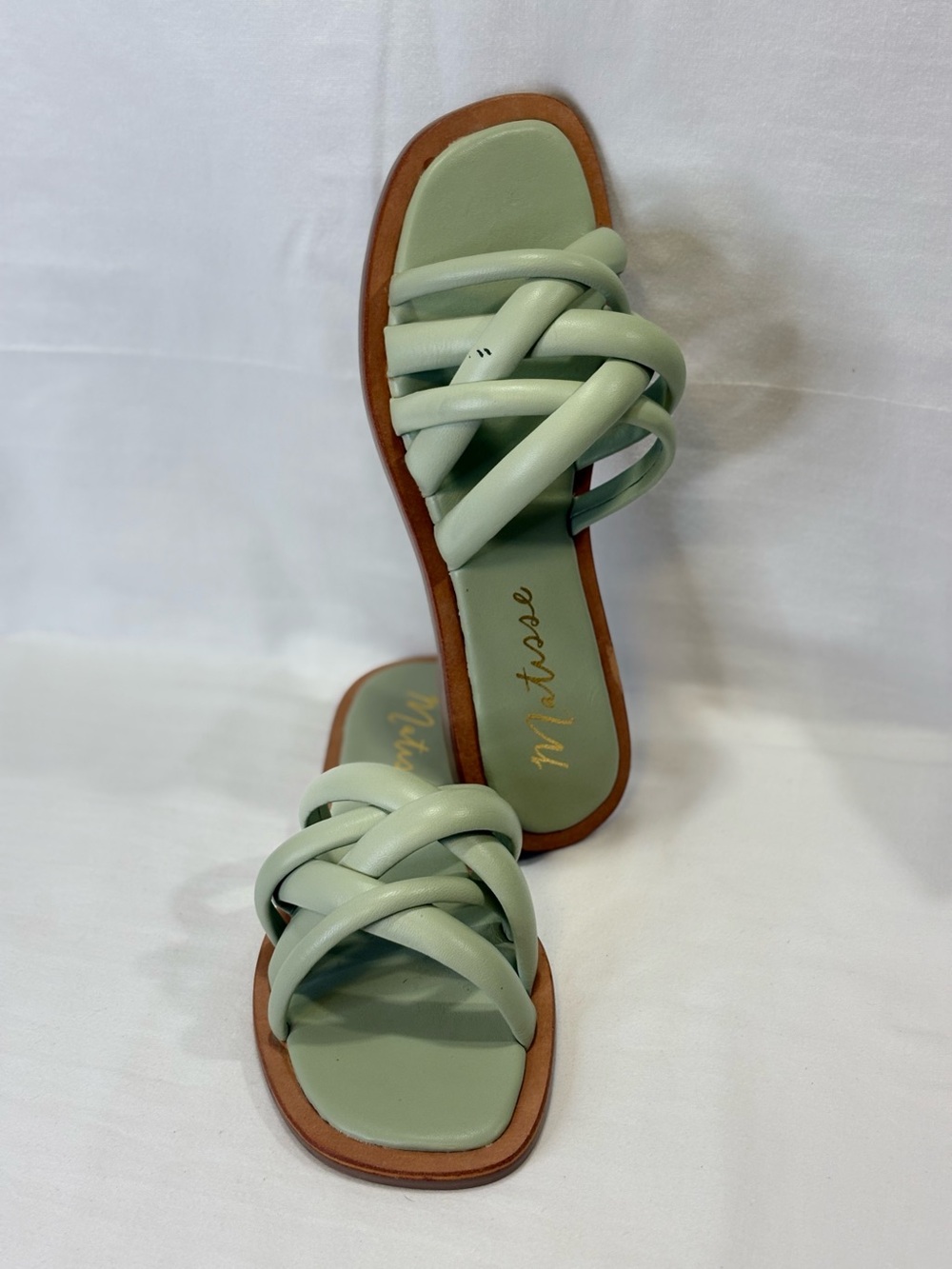 NWT Matisse “Roger” Light Mint Braided Slide Sandals SZ 9M $78